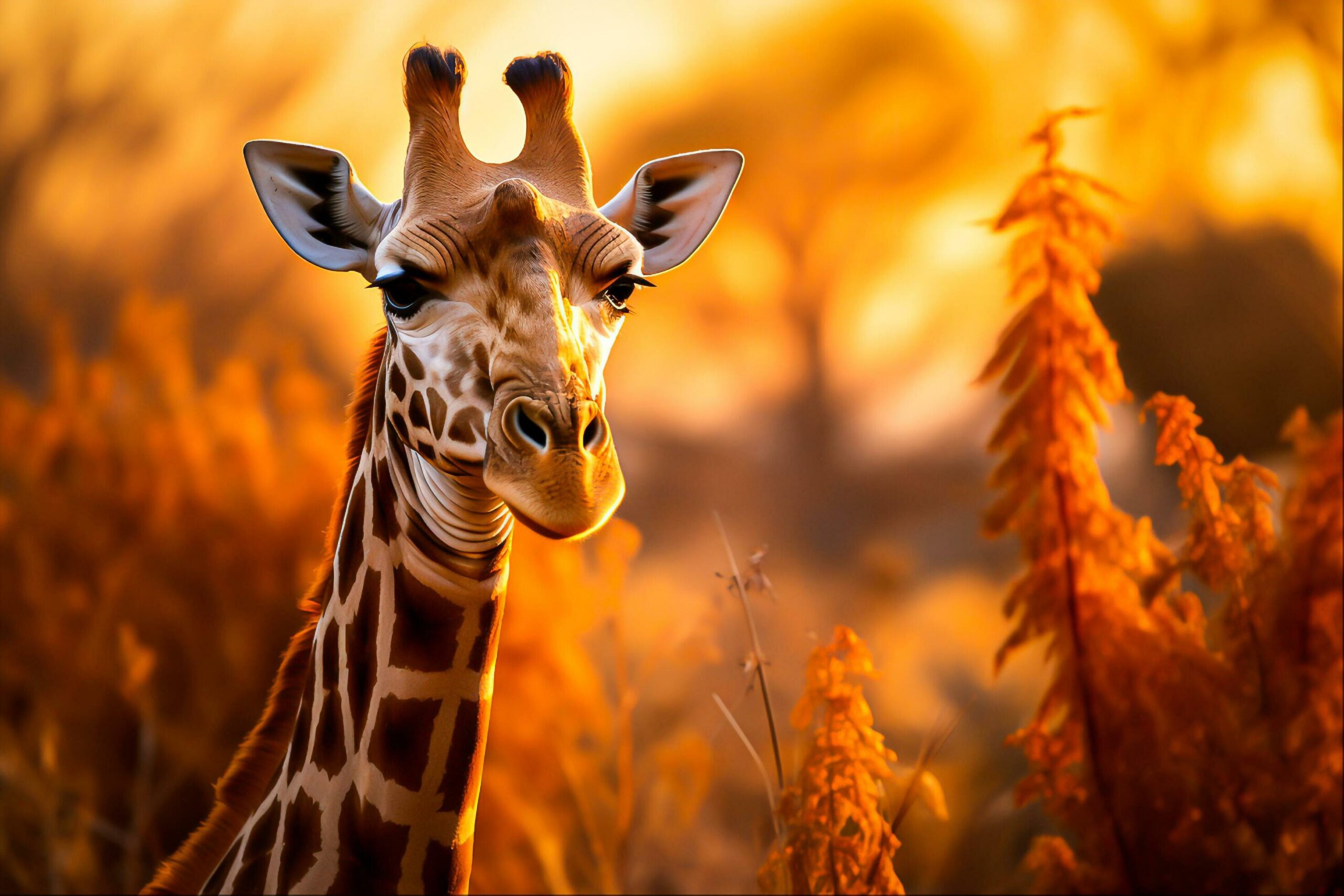 Giraffe-in-the-field-generative-ai-free-photo