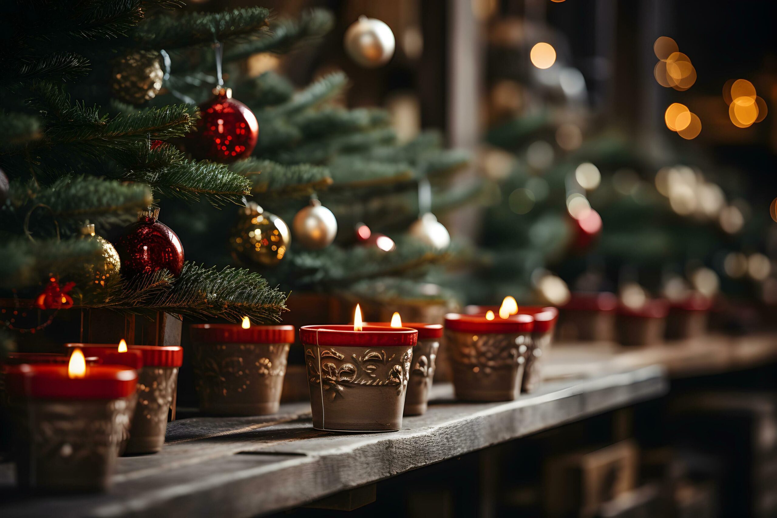 Modern-store-shop-counter-with-festive-christmas-home-decoration-ai-generative-free-photo