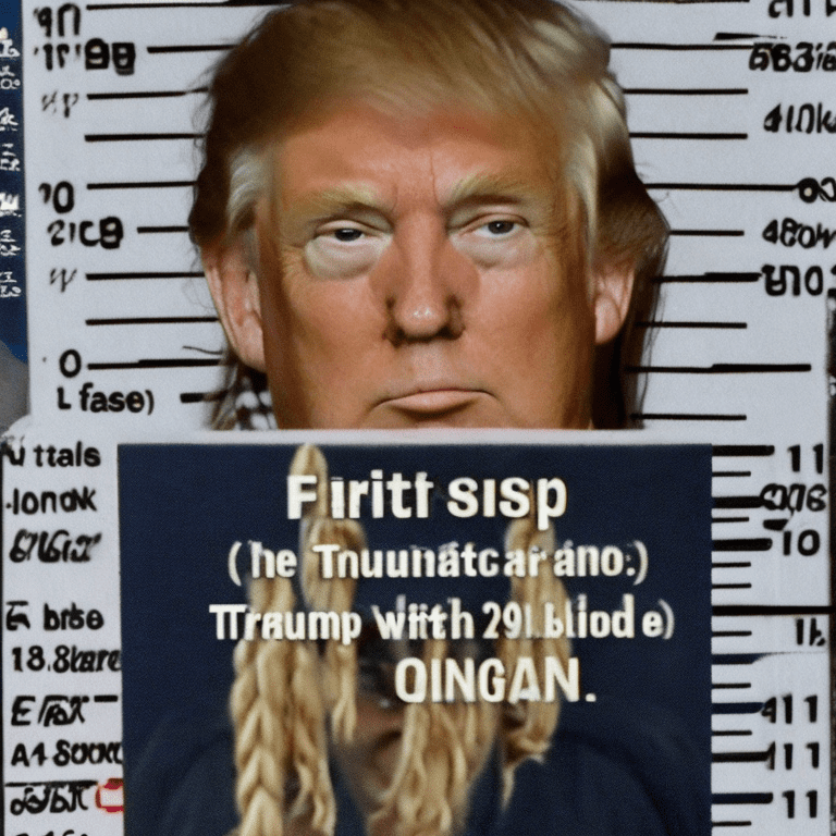 Trump with blonde braids mugshot