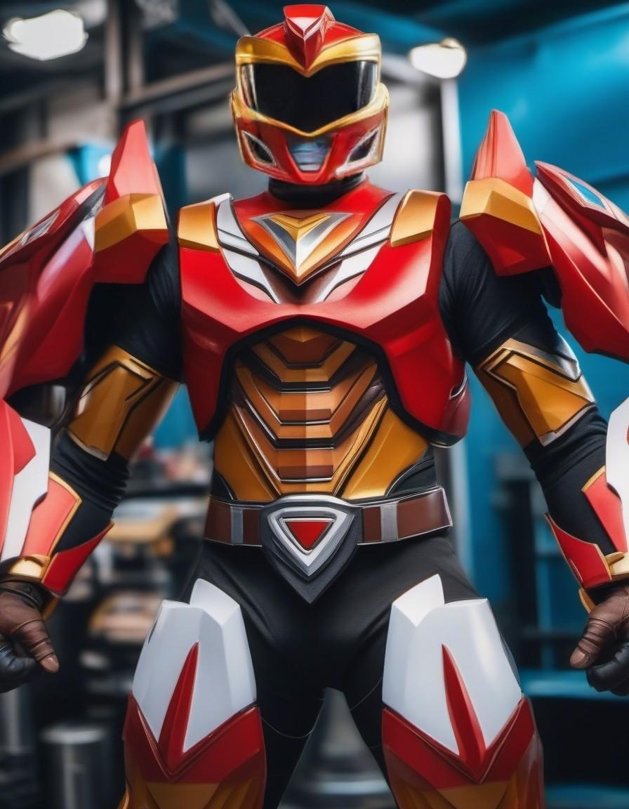 Power rangers megazord, photorealistic, dslr, wide angle lens.