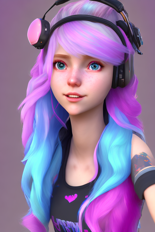 (masterpiece,best quality, ultra realistic) , 32k, raw photo, detail skin, 8k uhd, dslr, high qualityenter the realm of video game streaming and discover a vibrant, girly streamer. She's all about gaming, fun, and an unapologetically cute style. With her bouncy, pastel-colored hair and playful hair accessories, she's instantly recognizable. Her attire is a delightful fusion of gaming fandom and girly fashion, often featuring themed t-shirts paired with whimsical skirts or shorts. As she takes on epic gaming quests, her commentary is filled with bubbly enthusiasm and lighthearted humor. Her gaming setup features pastel accents and perhaps some plushies or figurines.