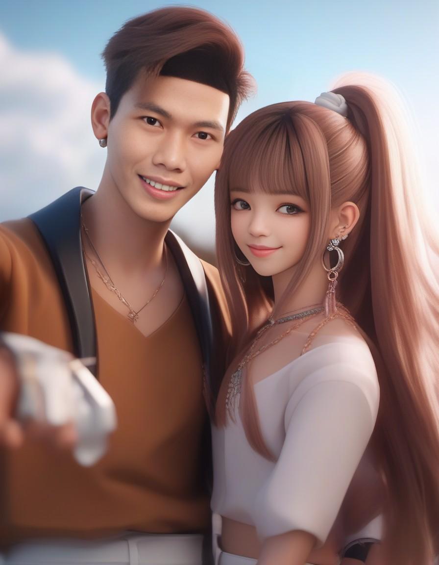 Korean couple, anime character, unreal engine, 3d, 4d, 5d, uhd, wide angle, full body, perfect body, hyper detail --ar 1:2 --stylize 750 raw