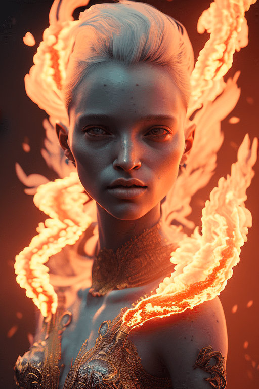 Portrait of samantha prince set in fire, cinematic lighting, photorealistic, ornate, intricate, realistic, detailed, volumetric light and shadow, hyper hd, octane render, unreal engine insanely detailed and intricate, hypermaximalist, elegant, ornate, hyper-realistic, super detailed --v 4