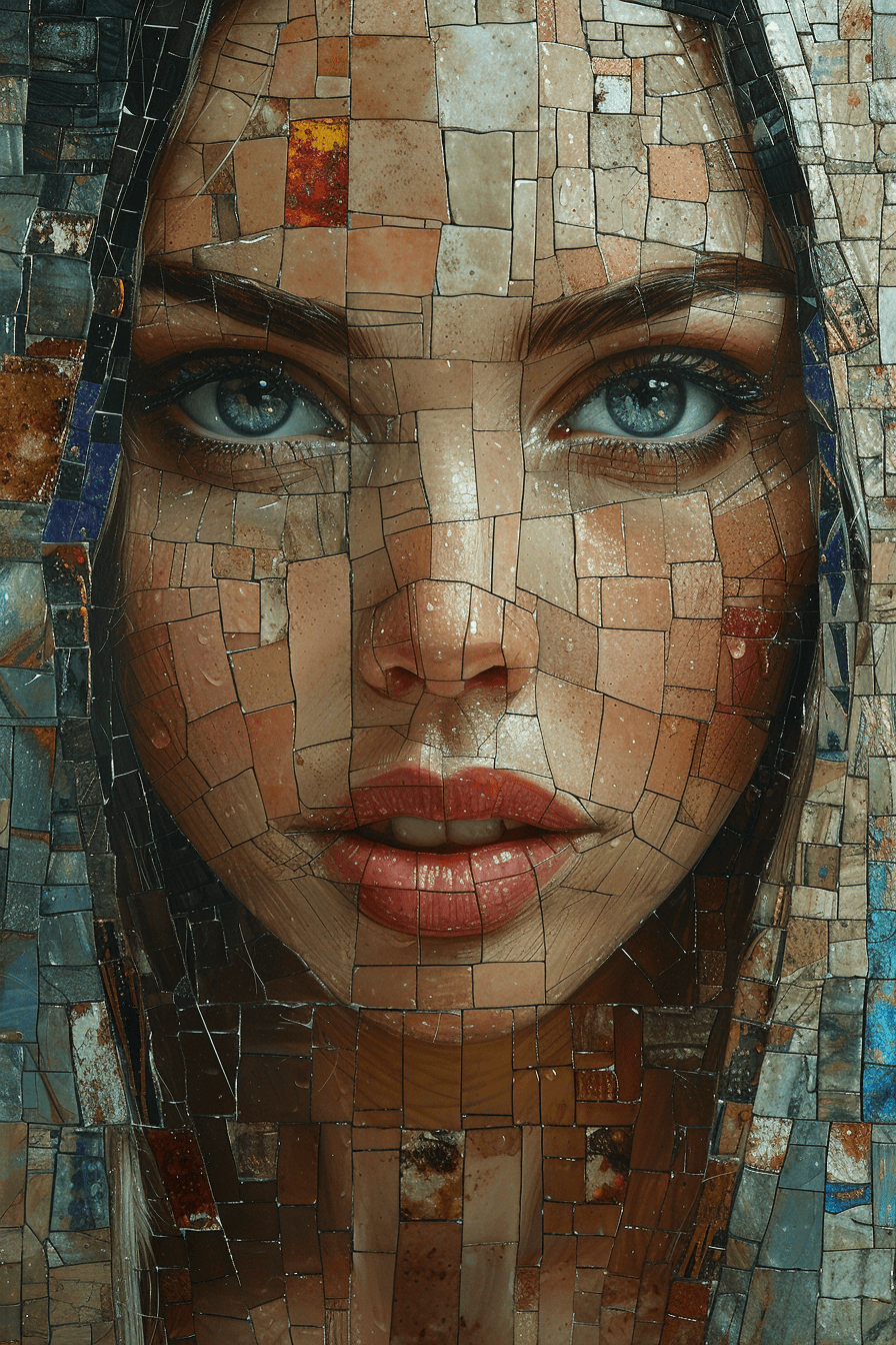 A collage of women's faces in mosaic, in the style of andrew atroshenko, peter gric --ar 73:109 --stylize 750 --v 6
