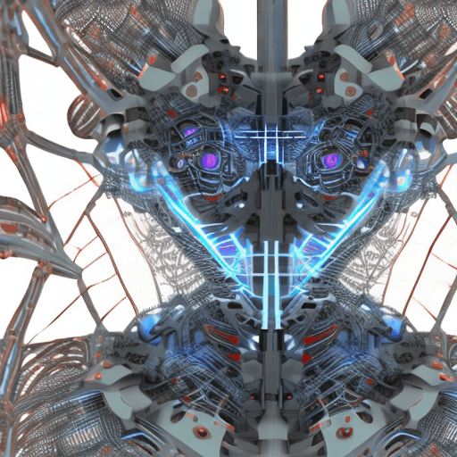 Un robot creando un contenedor fractal de líquidos y un sistema de señales luminosas fractales.
