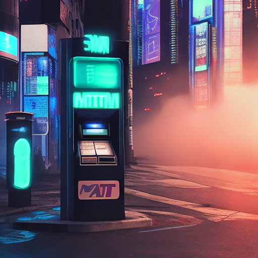 Close up cyberpunk at atm light fog