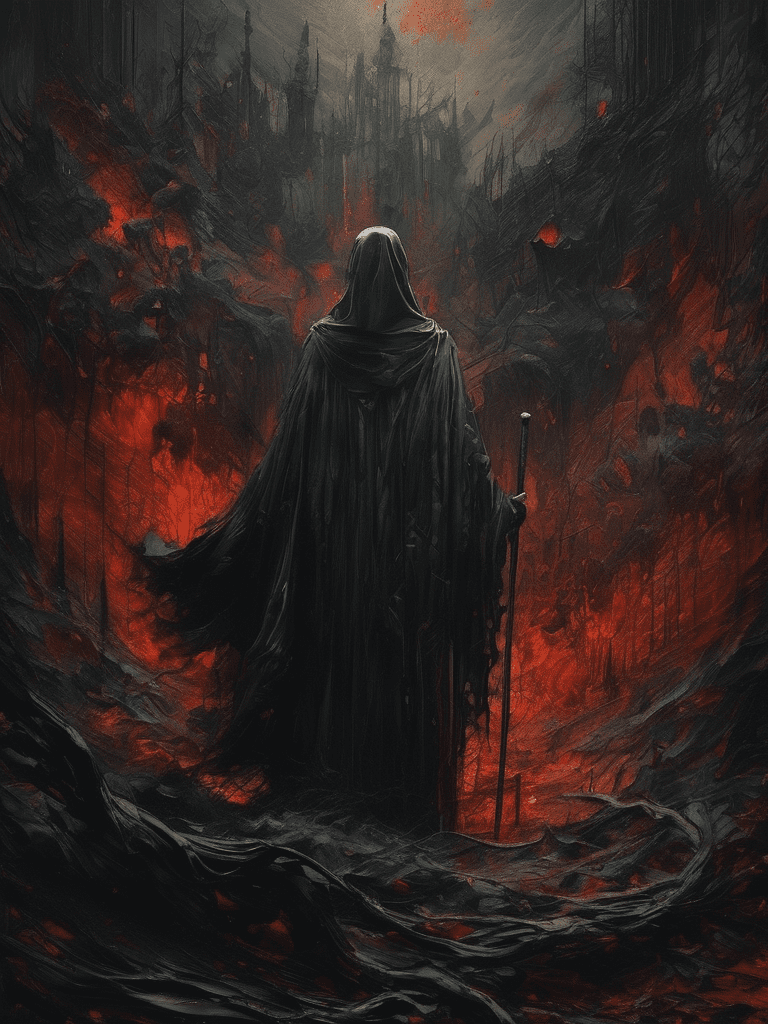 Unholy, brutal composition, gloomy, intense dark tones, horror, stunning, masterpiece, dramatic, very intricate, digital art style, painting style, expressionism, muted colors, dramatic, emotionally profound, very intricate, high quality