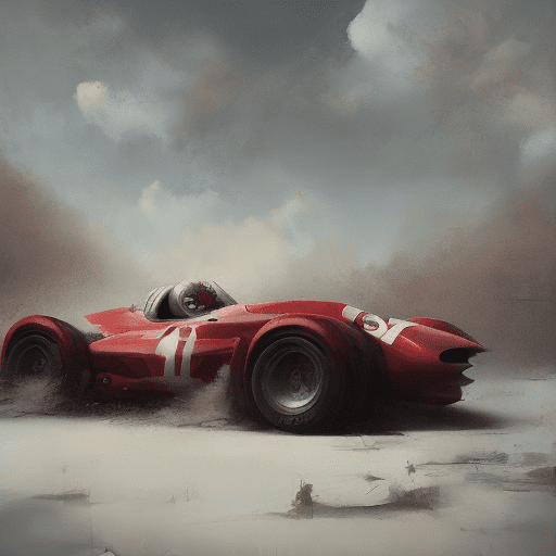 Red race car, in the style of sam spratt, historical illustrations, old masters, genndy tartakovsky, soggy, masaccio, monochromatic realism --ar 63:128 --stylize 750 --v 6 prompts