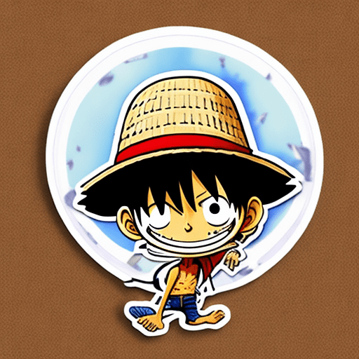A sticker of monkey d. Luffy from one piece, straw hat, smirk, anime style, minimalist design, trending on artstation --ar 2:3 --q 2 --niji