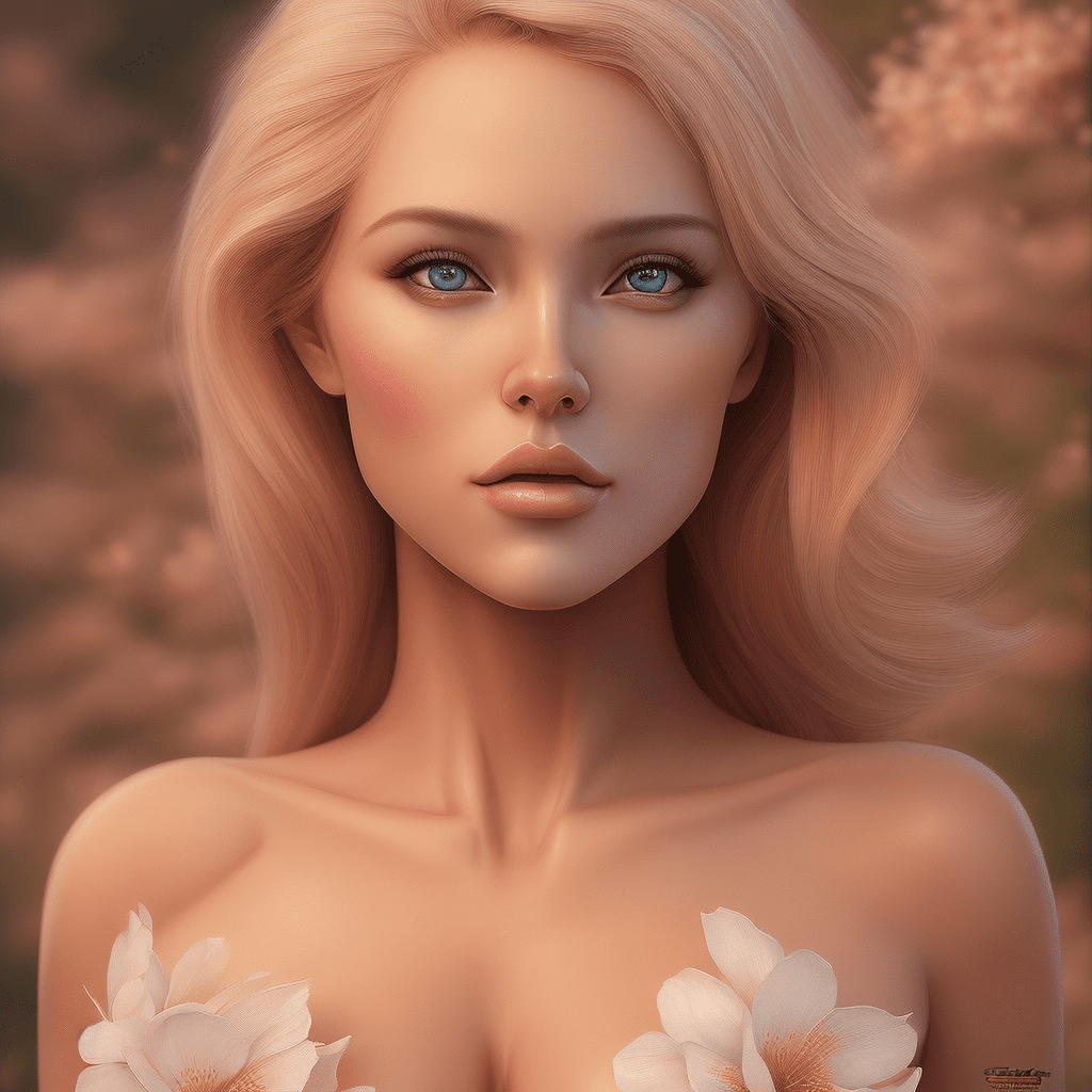 Photo of a gorgeous blonde female in the style of stefan kostic, realistic, half body shot, sharp focus, 8 k high definition, insanely detailed, intricate, elegant, art by stanley lau and artgerm, extreme blur cherry blossoms background