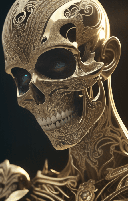 The source of future growth dramatic, elaborate emotive metallic baroque and rococo styles to emphasise death as a transcendental, seamless pattern, symmetrical, large motifs, sistine chapel ceiling, 8k image, sharp focus, gothic mothifs and (skulls:1) in rococo style, black metal forge, black colors, perfect symmetry, 3d, no blur, sharp focus, photorealistic, insanely detailed and intricate, cinematic lighting, octane render, epic scene, 8k