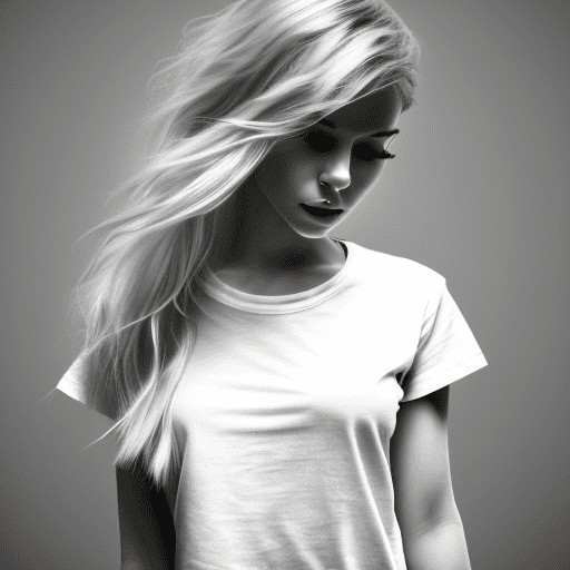 Ultra detailed, detailed, girl with medium lenght hair blonde, cinematic, white t-shirts