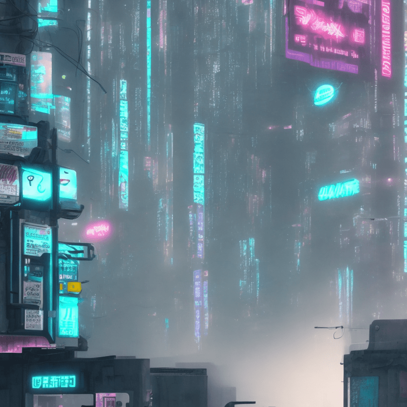 Close up cyberpunk at atm light fog, 16k