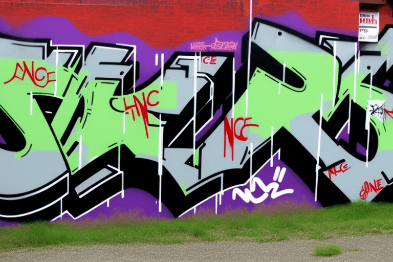Wicked graffiti reading 'no chance lance! ' in style of jersey joe rime