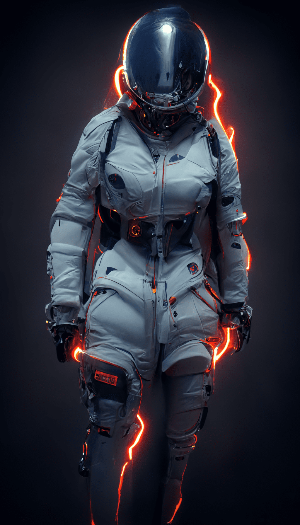 Space suit with boots, futuristic, character design, cinematic lightning, epic fantasy, hyper realistic, detail 8k --ar 9:16