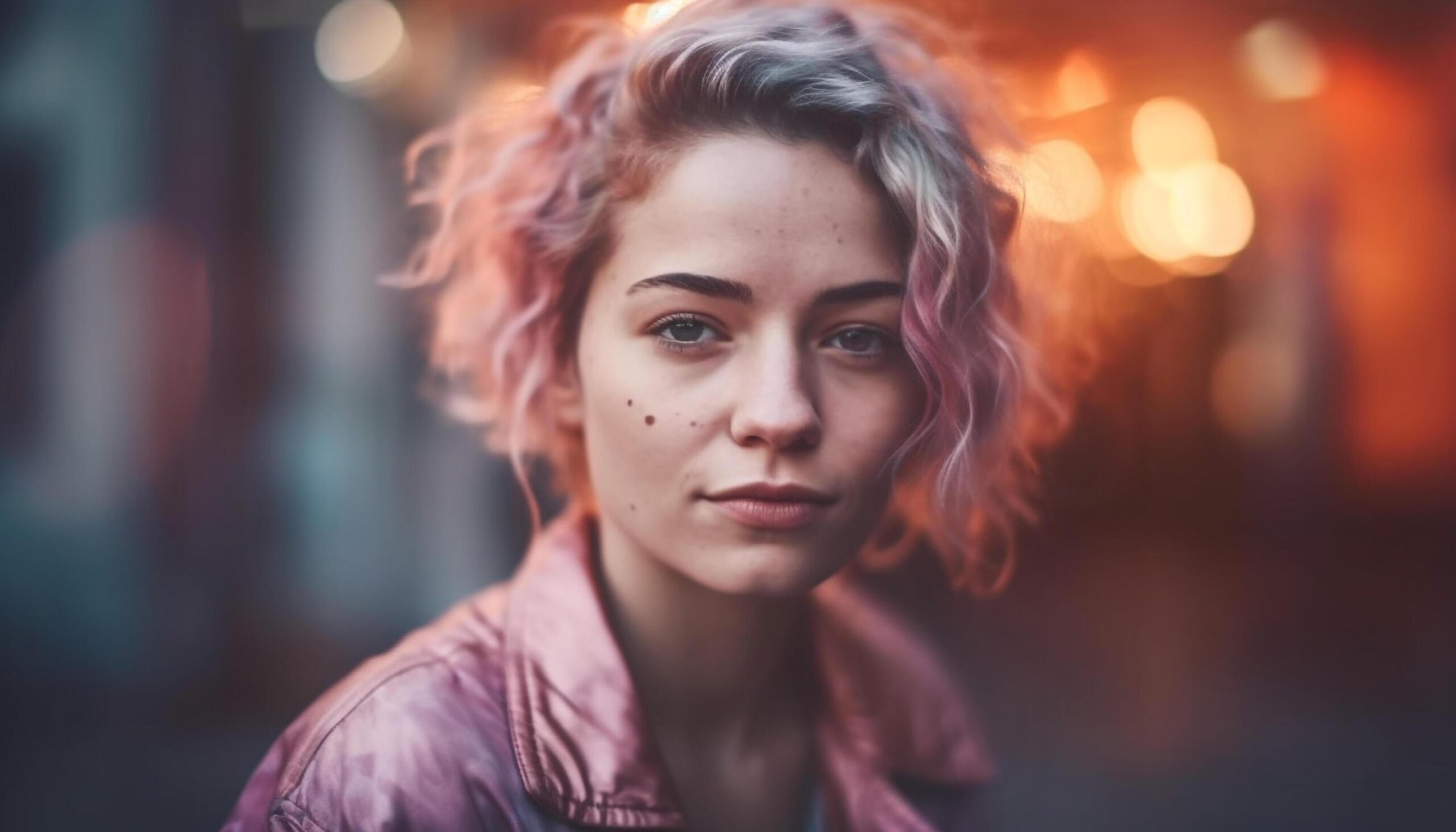 Young-woman-beauty-and-elegance-smiling-looking-at-camera-outdoors-generated-by-ai-free-photo
