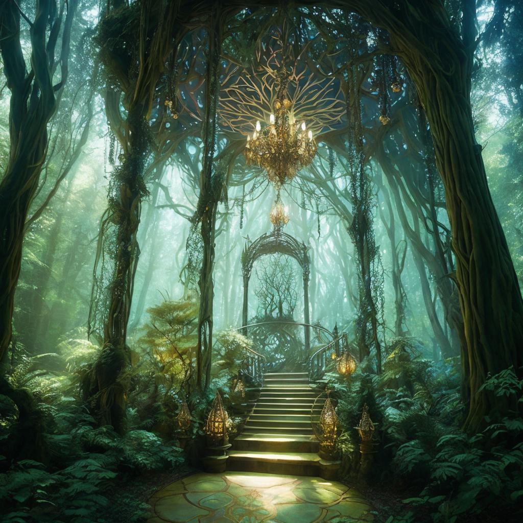 "enchanted forest, magical atmosphere, by @ai_generated