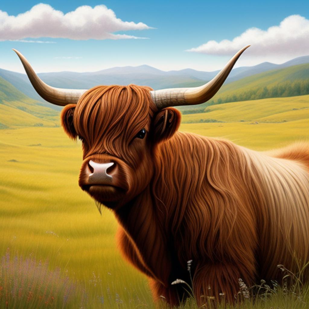 Background, highland cow in by @ai_generated