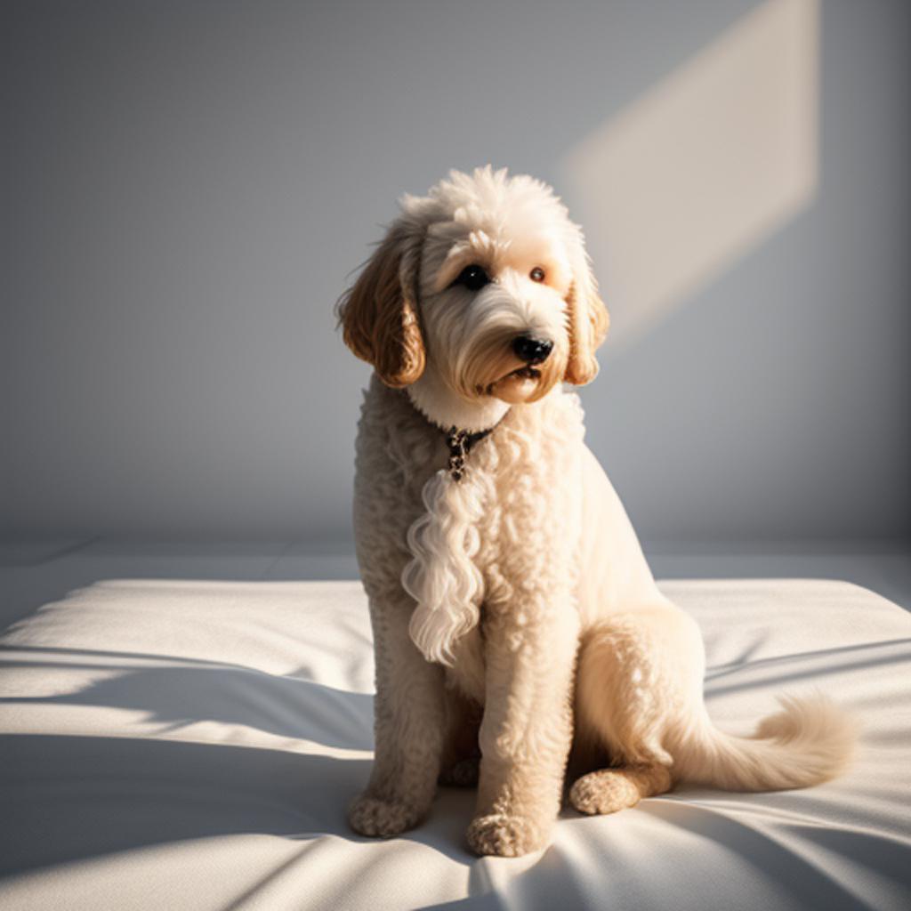 Standing on white bed. By @ai_generated
