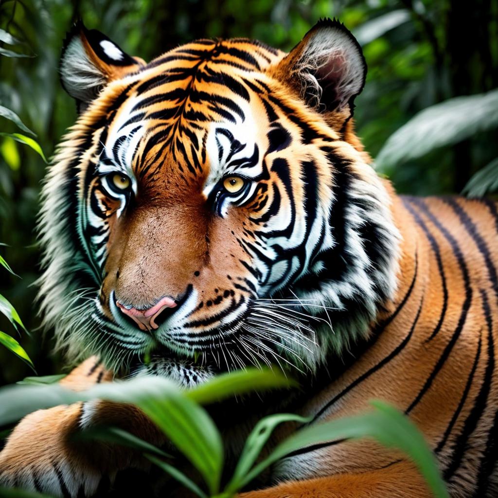 Majestic tiger in lush by @ai_generated