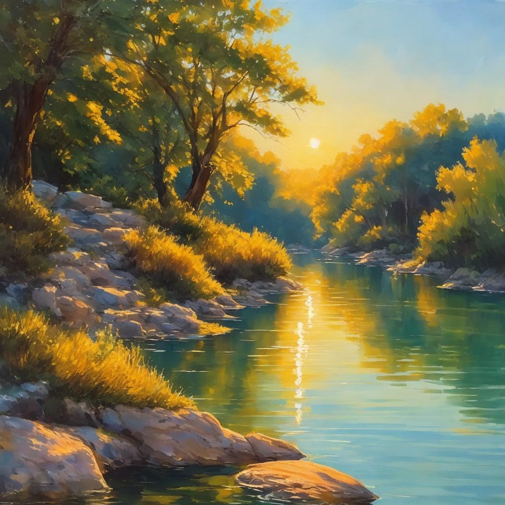 "beautiful landscape, serene waters, by @ai_generated