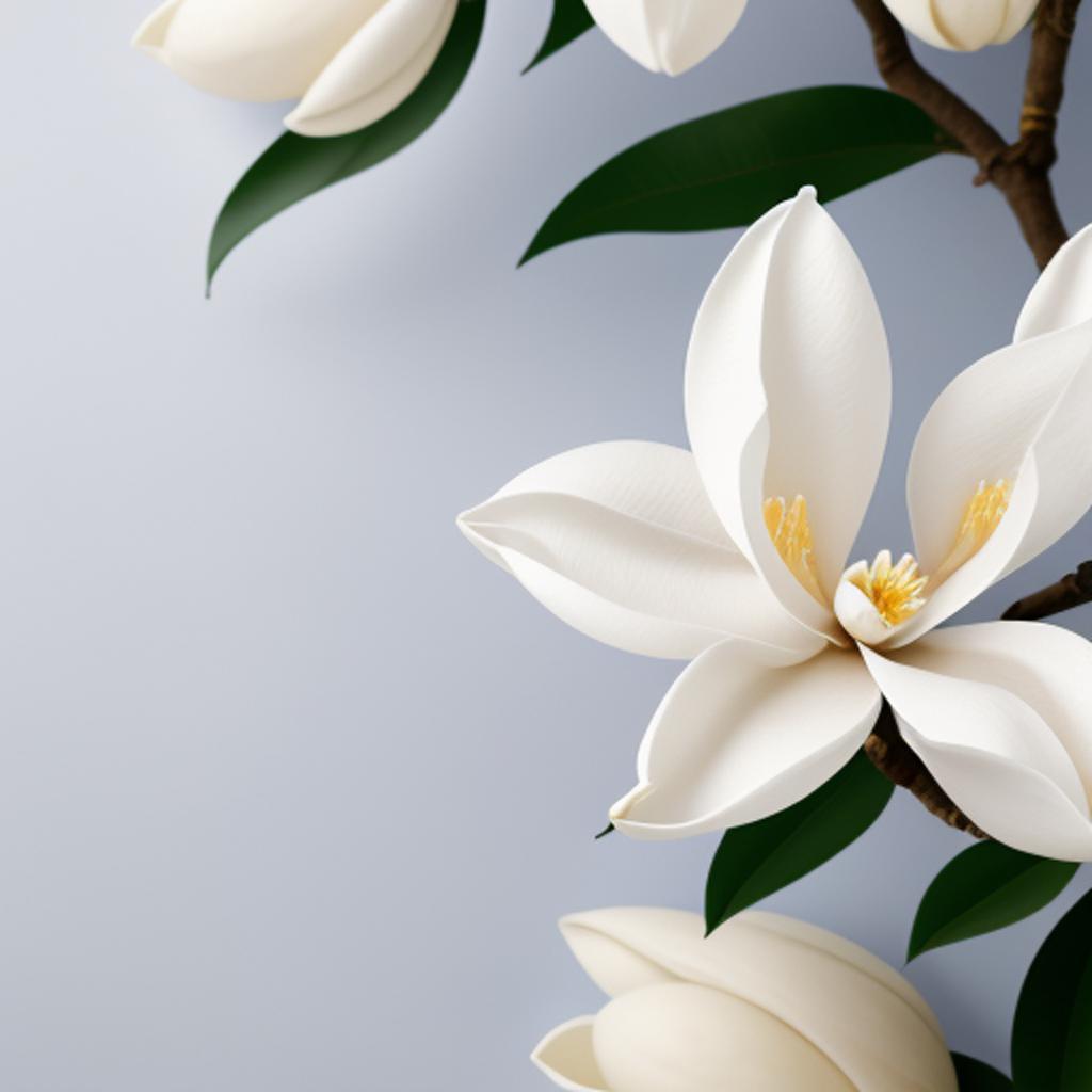 Background, white, magnolias by by @ai_generated
