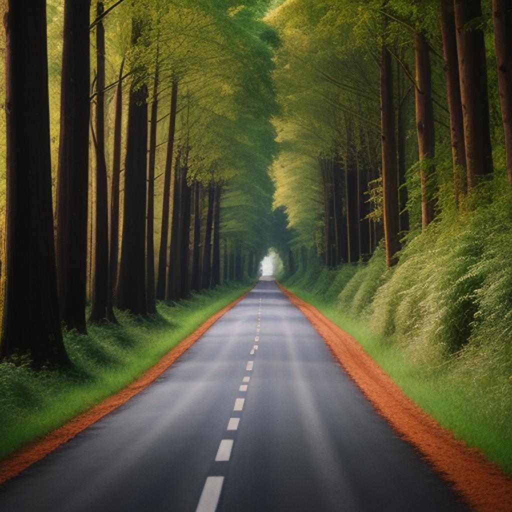 Background, forest road by by @ai_generated
