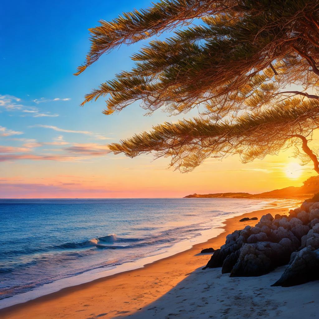 "seaside landscape, vibrant colors, by @ai_generated