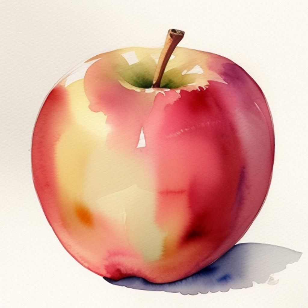 Pomme hd, watercolor, transparent, by @ai_generated