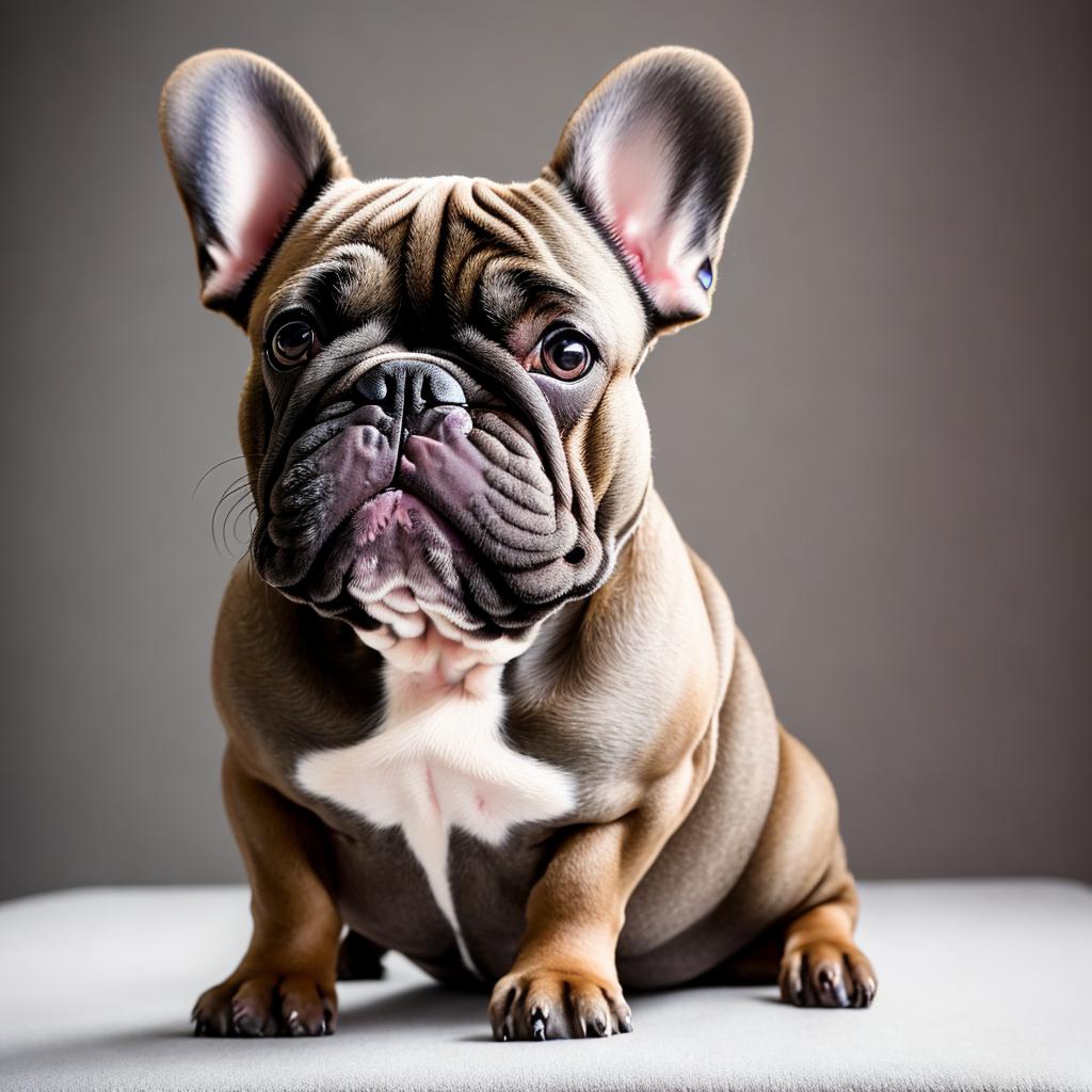 Big jowled french bulldog, by @ai_generated