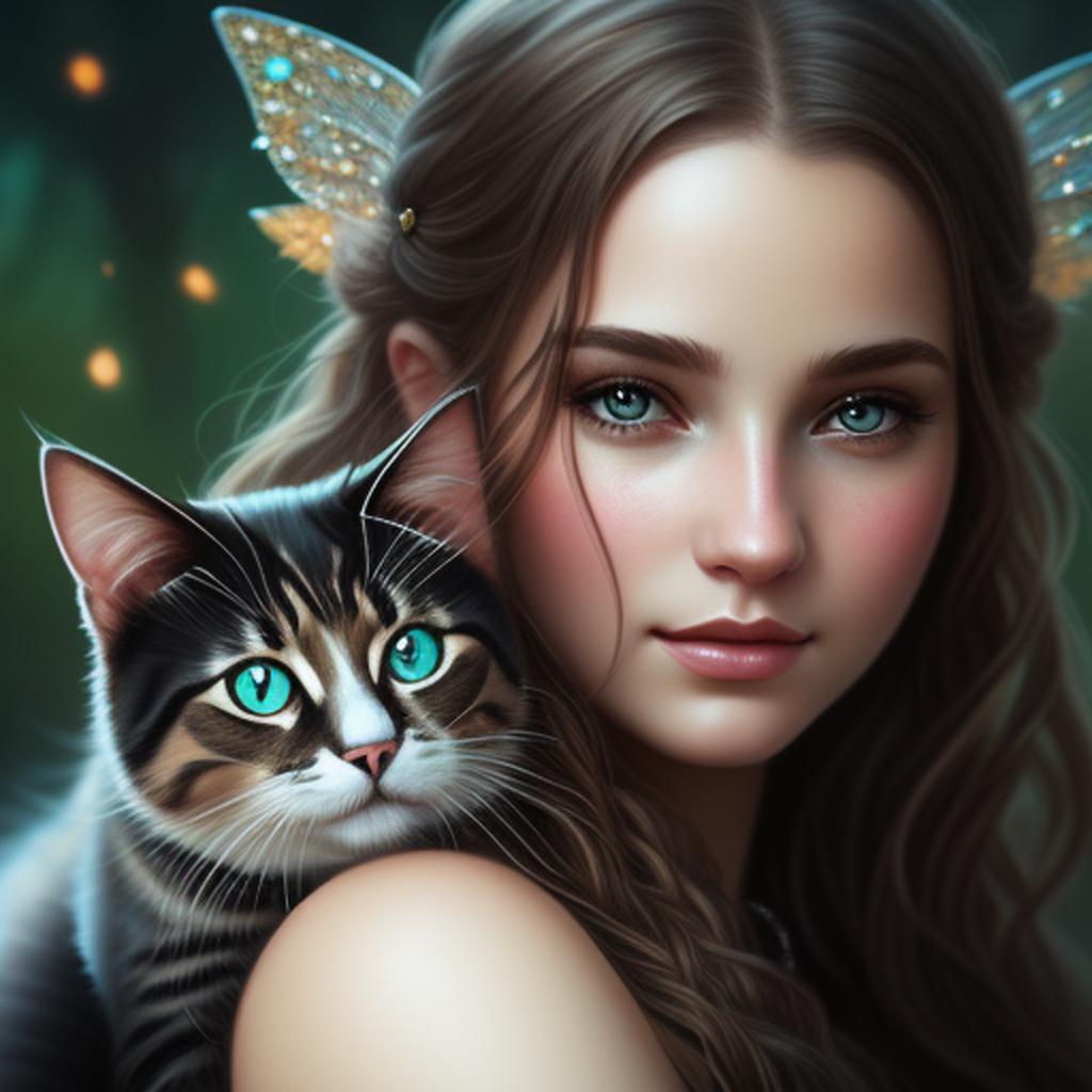 Fee mit katze auf by @ai_generated