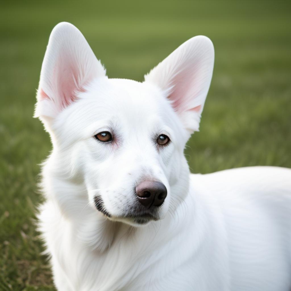 White dog with big by @ai_generated