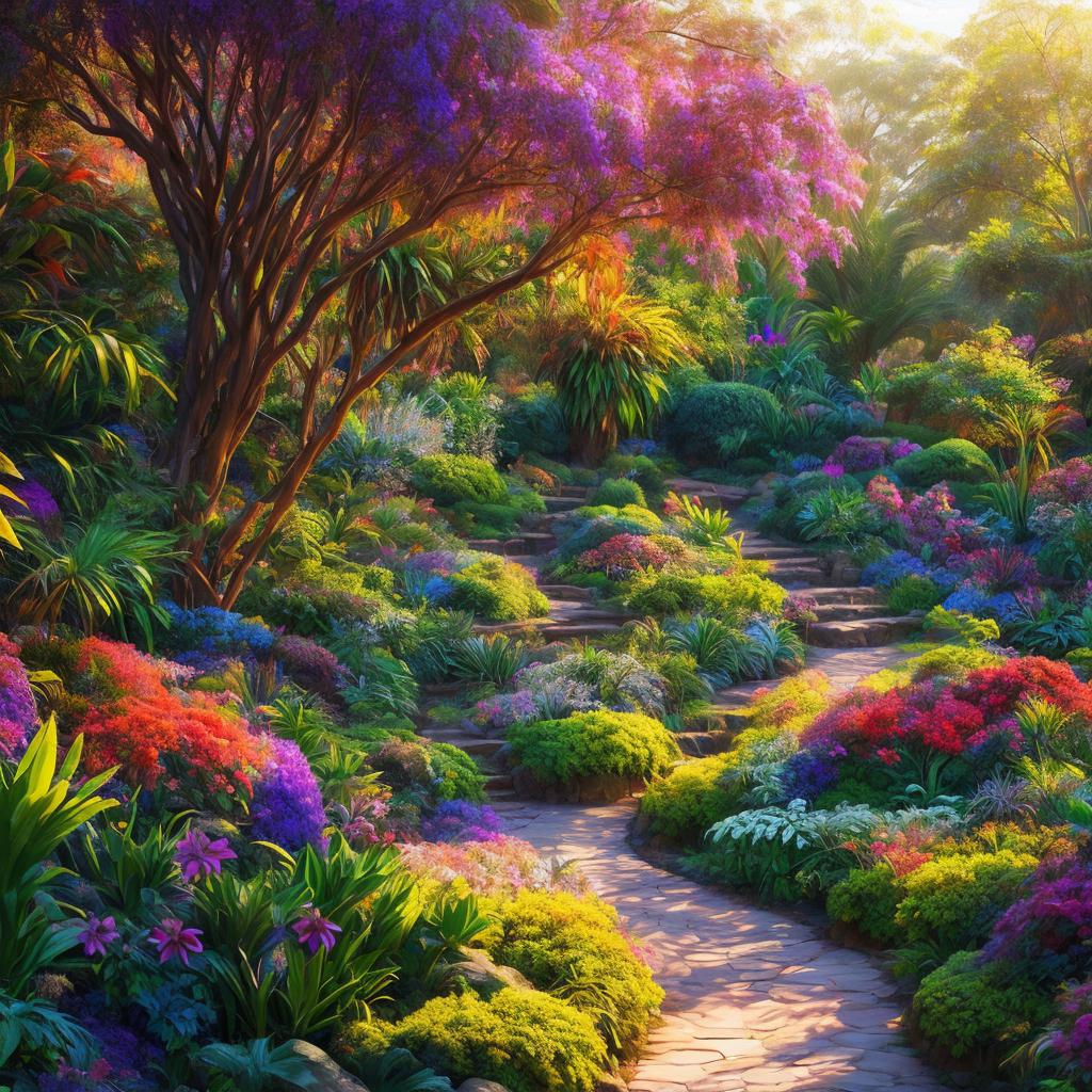 "botanical garden, vivid colors, by @ai_generated