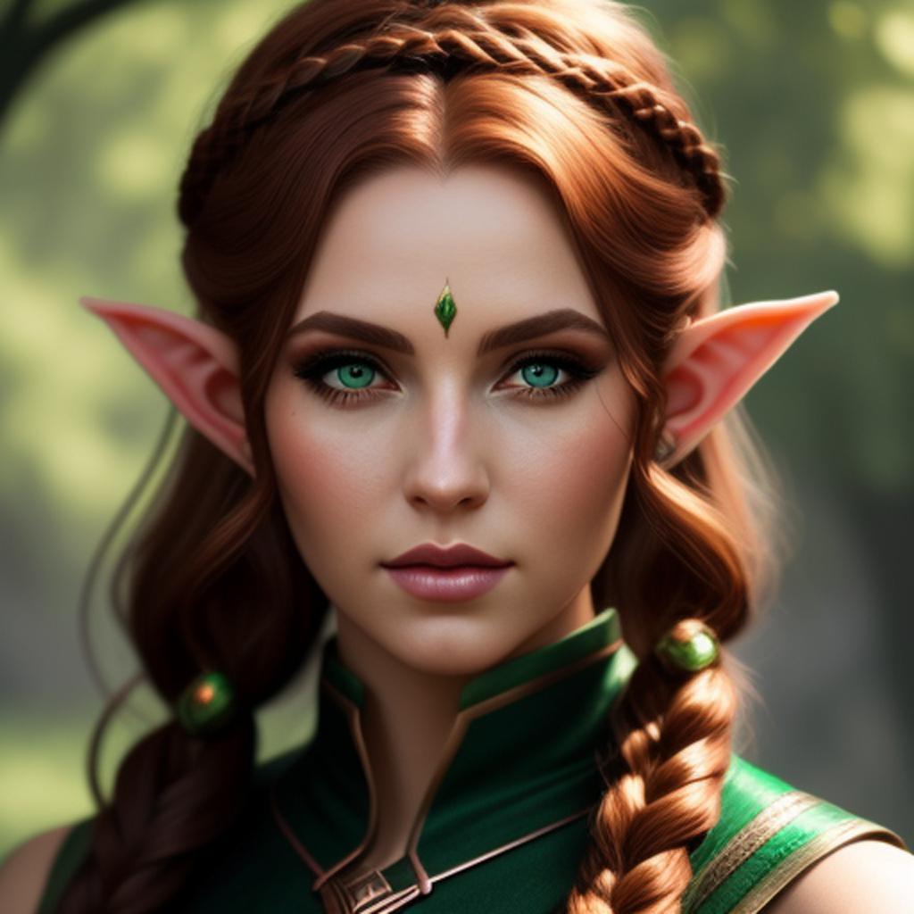 Women elf copper braided by @ai_generated