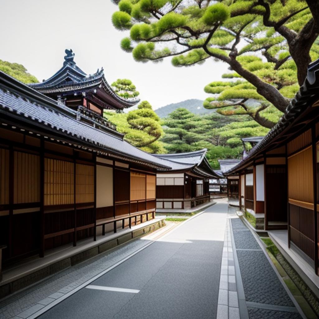 Kyoto, street, temple nature by @ai_generated