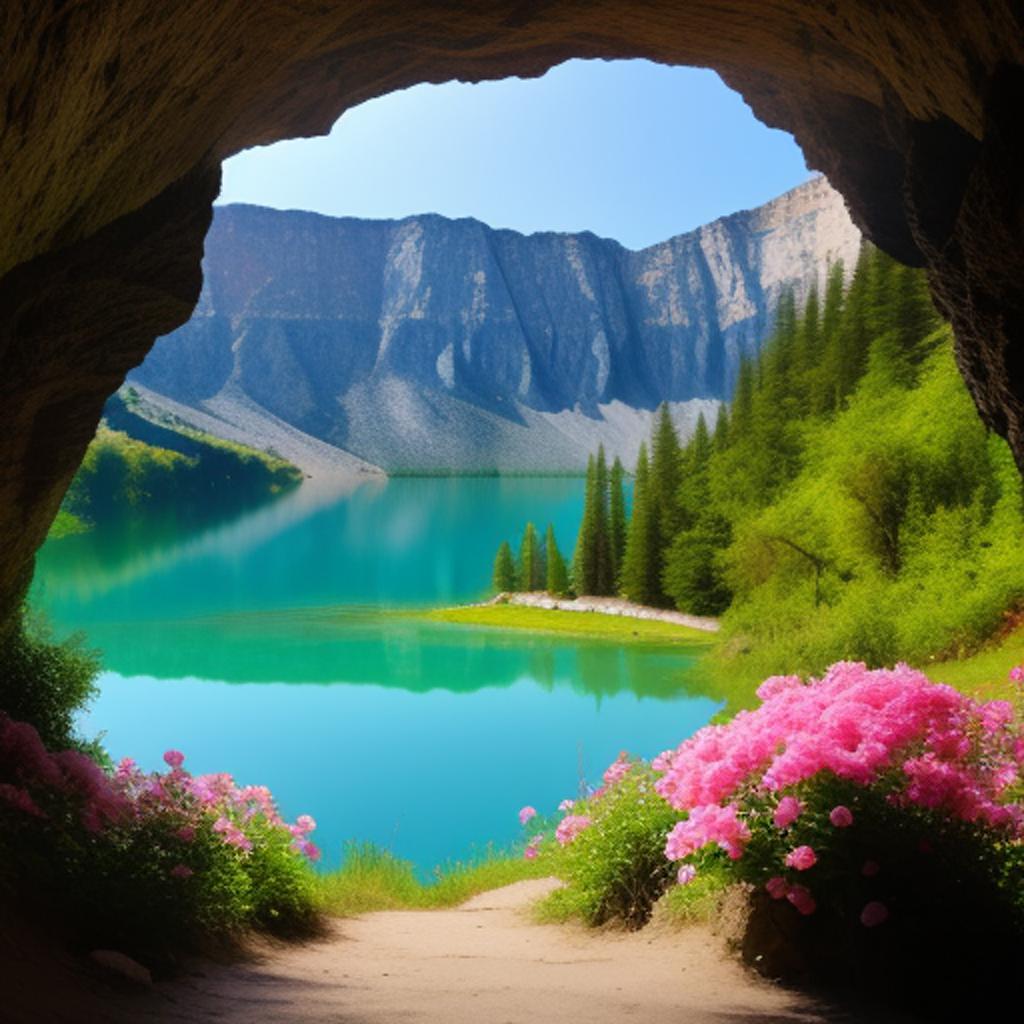 Lago, en una cueva, by @ai_generated