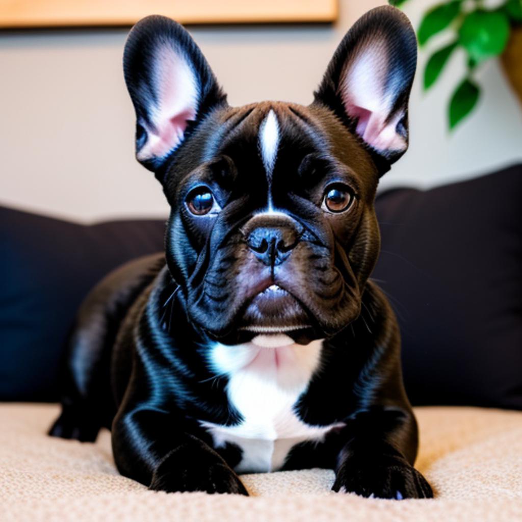 Happy french bulldog sitting, by @ai_generated