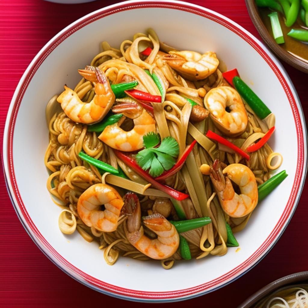 Chicken prawns gravy chowmein by @ai_generated