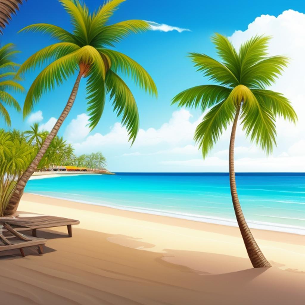 Background, palmtree beach by by @ai_generated