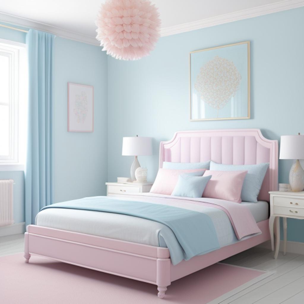 Background, pastel blue, bed by @ai_generated