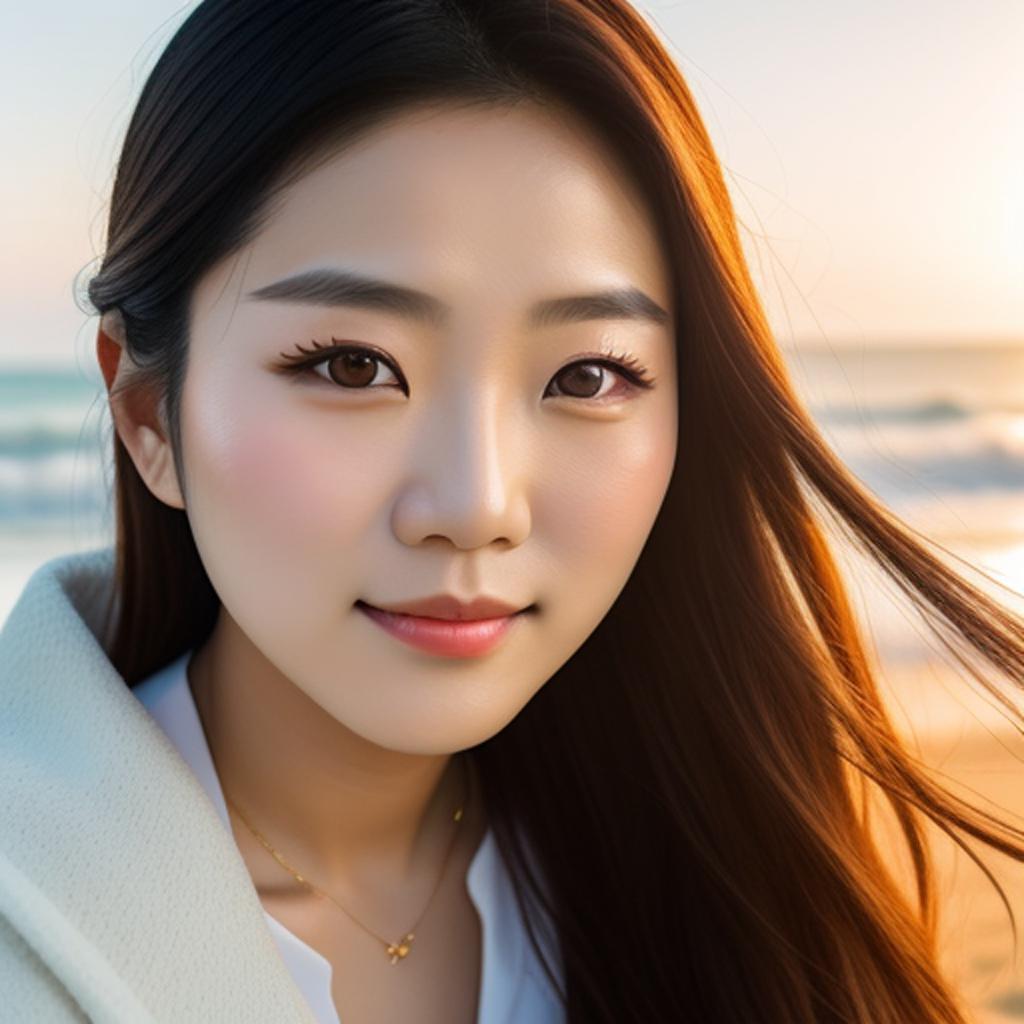 Yuji itzy, beach, -0. 5 by @ai_generated