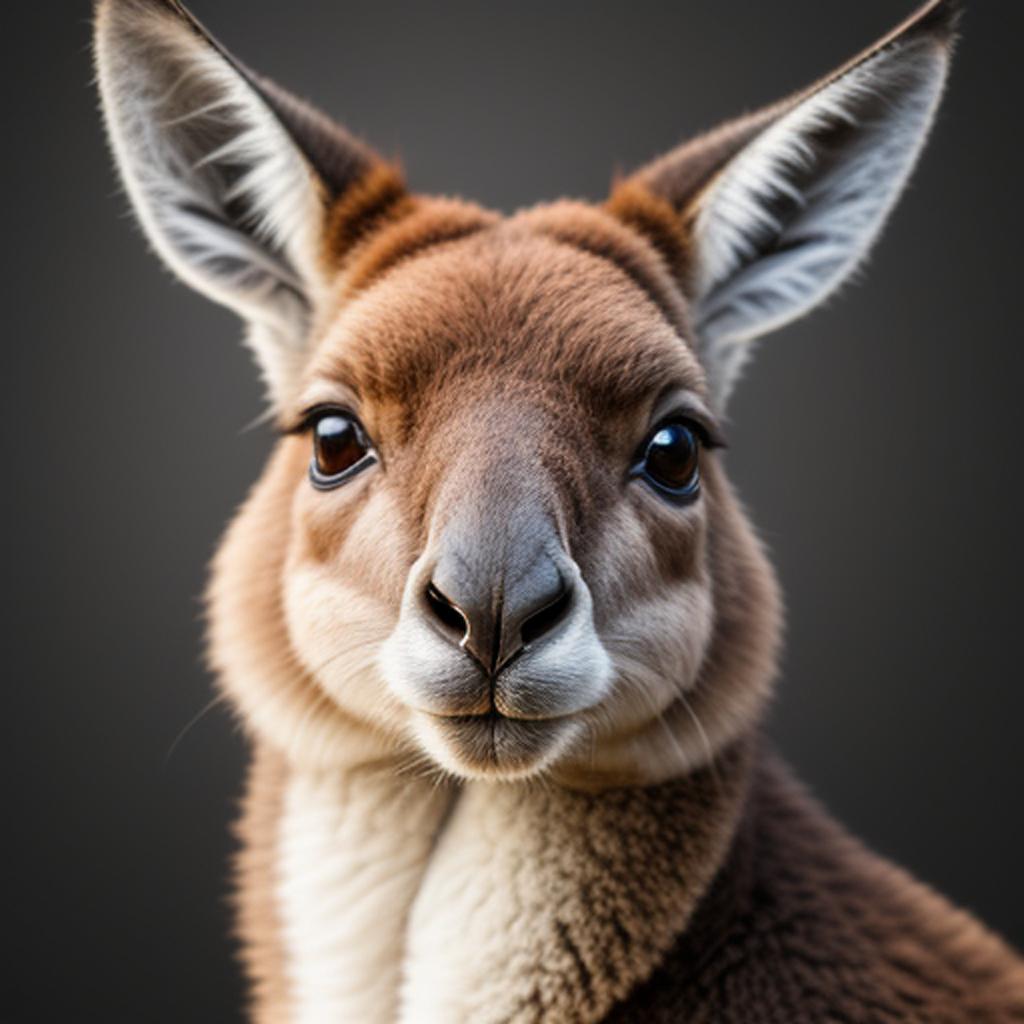 Kangaroo cute portrait photography, by @ai_generated