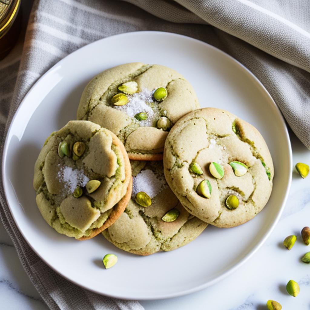 Salted honey pistachio cookies by @ai_generated