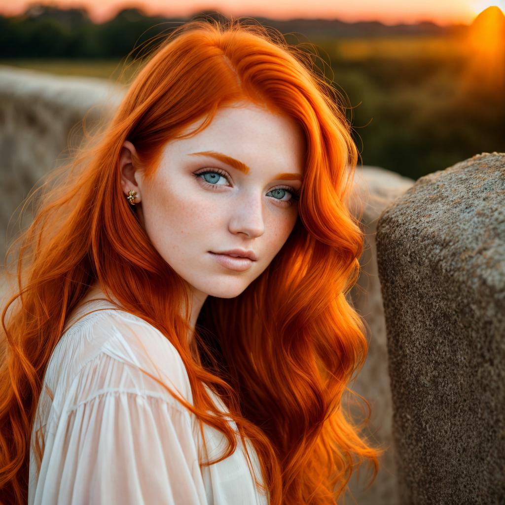 "ginger hair color girl, by @ai_generated