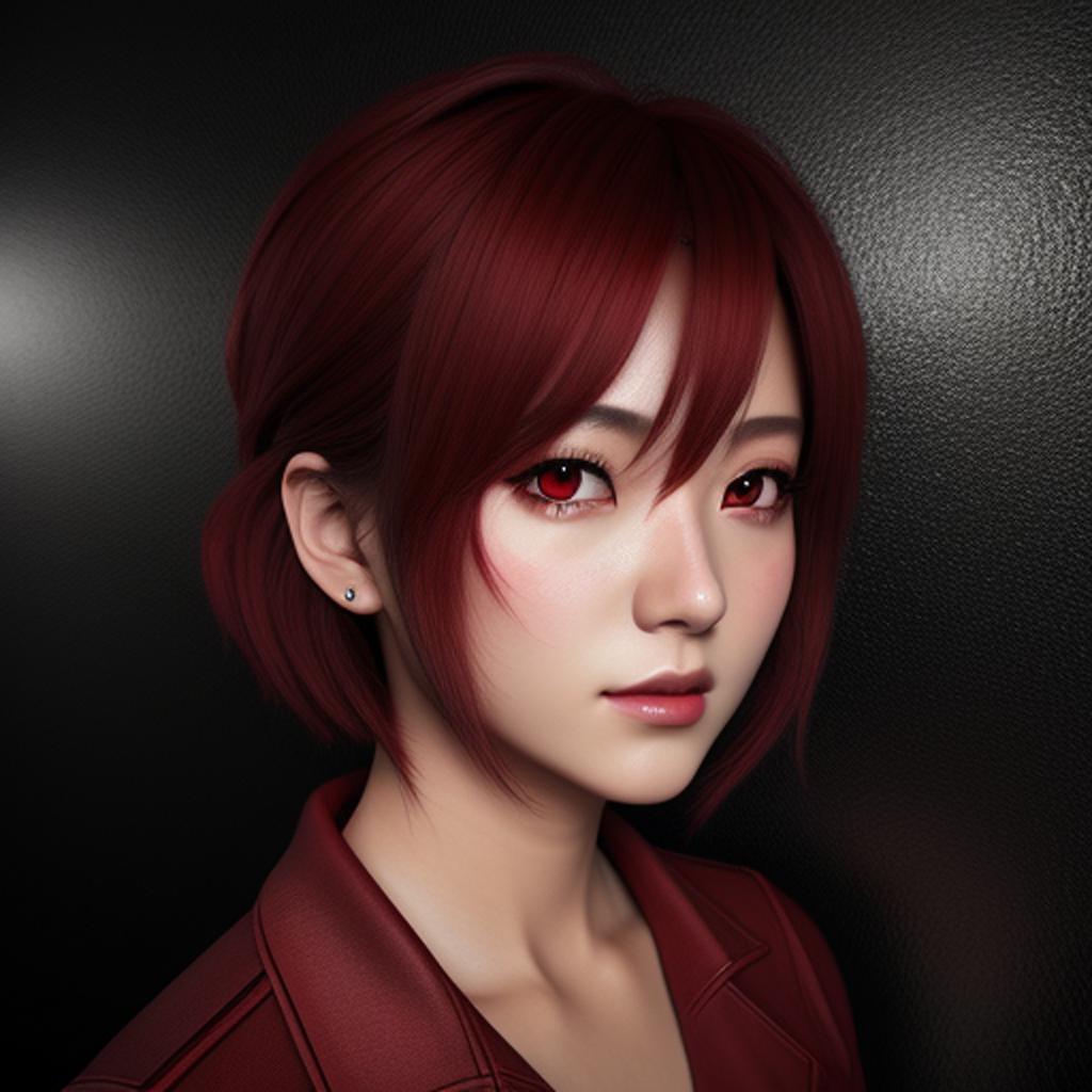 Dark red anime icon by @ai_generated