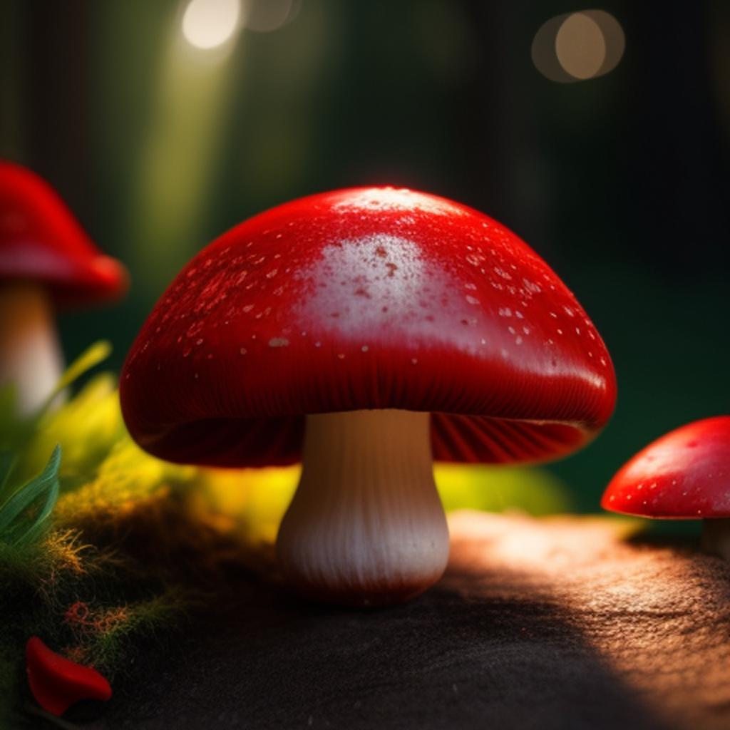 Beautifull red mushroom by by @ai_generated