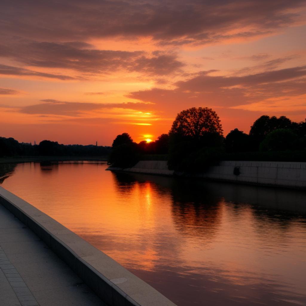 Background, sunset near a by @ai_generated