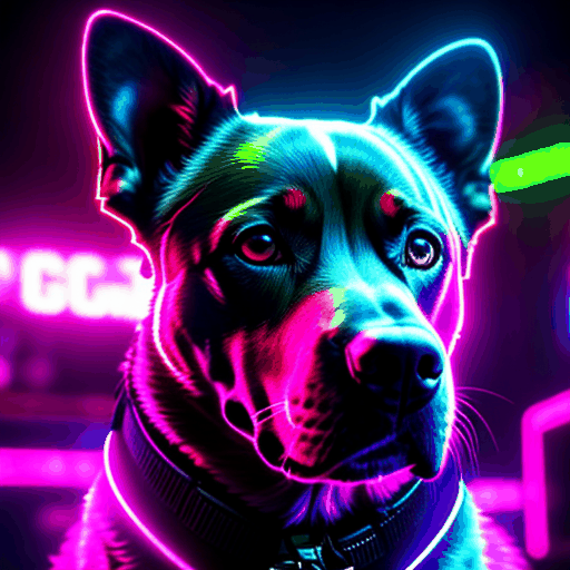 หมา cyberpunk, neon colors, by @ai_generated