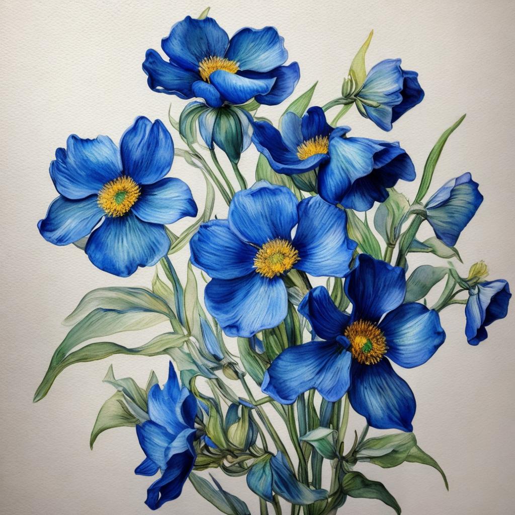 Blue flowers, hyperrealism meeting by @ai_generated