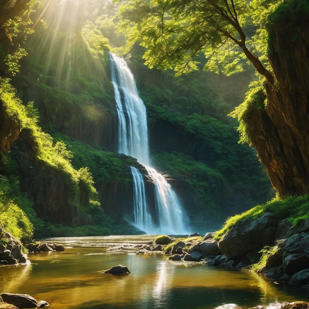 "nature photo, serene waterfall, by @ai_generated